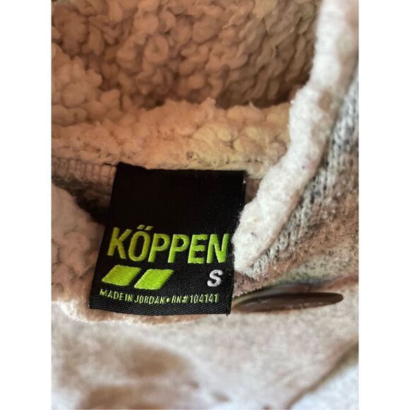 Koppen Small Gray Sweater Fleece Hooded Pullover Sherpa Pocket - Picture 2 of 3